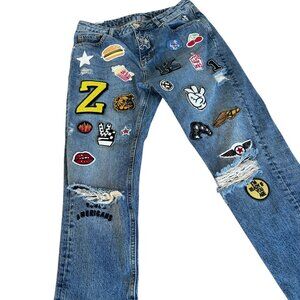 ZOE KARSSEN Janis Washed Patched Up Distressed Women's Denim Jeans Size 26